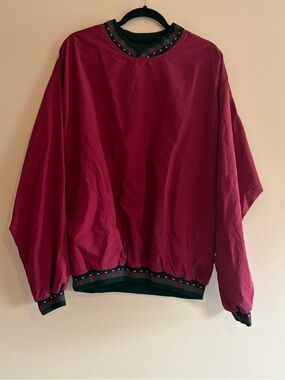 St Martin golf Wine Red Pullover Sweatshirt with Green Trim vintage 90s 2000s